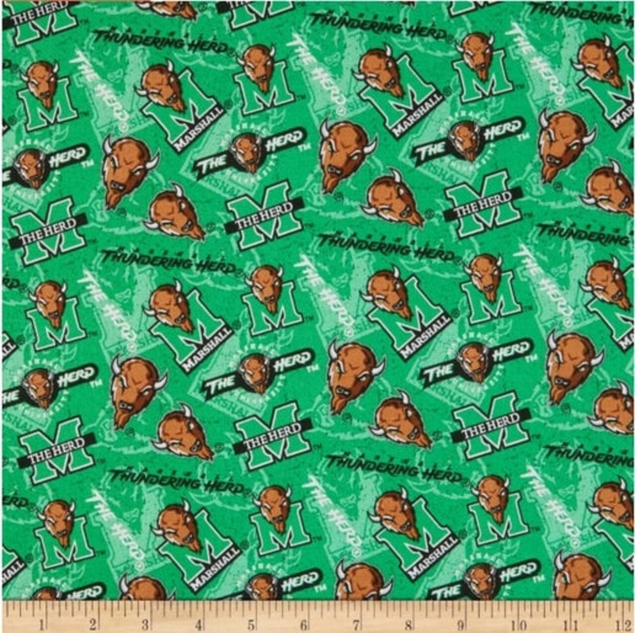 Licensed NCAA Marshall University Tone on Tone MAR-1178 Cotton Fabric by the Yard